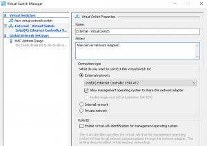 Create Virtual Switch on Main Server Hyper-V