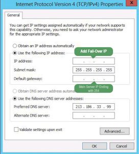 VM Internet Protocol Version 4 (TCP/IPv4) settings