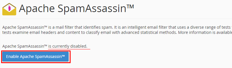 cPanel Enable Apache SpamAssassin