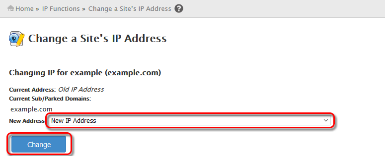 WHM Change a Site’s IP Address To New IP